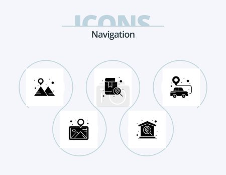 Ilustración de Navigation Glyph Icon Pack 5 Icon Design. location. book. location. mountain. location - Imagen libre de derechos