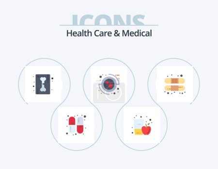 Illustration for Health Care And Medical Flat Icon Pack 5 Icon Design. band. care. bone. medical . blood - Royalty Free Image