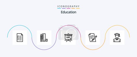 Ilustración de Education Line 5 Icon Pack Including . education. education. cap. pen - Imagen libre de derechos