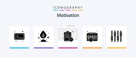 Téléchargez les illustrations : Motivation Glyph 5 Icon Pack Including . equalizer. time. editing. time. Creative Icons Design - en licence libre de droit