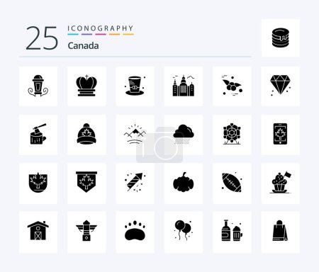 Téléchargez les illustrations : Canada 25 Solid Glyph icon pack including fruit. cherry. cap. canada. building - en licence libre de droit