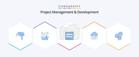 Ilustración de Project Management And Development 25 Blue icon pack including success. career. product. career path. web - Imagen libre de derechos