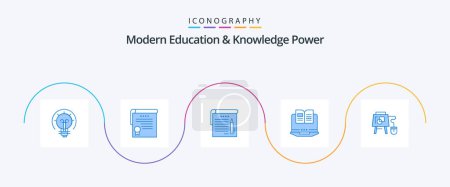 Illustration for Modern Education And Knowledge Power Blue 5 Icon Pack Including online. hardware. student . book. laptop - Royalty Free Image