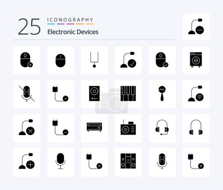 Téléchargez les illustrations : Devices 25 Solid Glyph icon pack including machine. devices. computers. big. hardware - en licence libre de droit