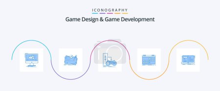 Ilustración de Game Design And Game Development Blue 5 Icon Pack Including event. calendar. quest. playstation. joystick - Imagen libre de derechos