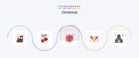Illustration for Christmas Flat 5 Icon Pack Including christmas. star. new year. fallen. winter - Royalty Free Image