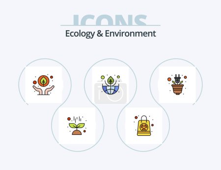 Illustration for Ecology And Environment Line Filled Icon Pack 5 Icon Design. energy. sun. badge. plant. growth - Royalty Free Image