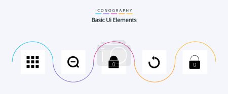 Ilustración de Basic Ui Elements Glyph 5 Icon Pack Including lock. repeat. lock. rotate. refresh - Imagen libre de derechos