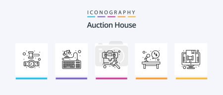 Illustration for Auction Line 5 Icon Pack Including judge. web. law. table. microphone. Creative Icons Design - Royalty Free Image