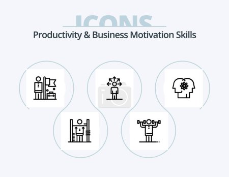 Téléchargez les illustrations : Productivity And Business Motivation Skills Line Icon Pack 5 Icon Design. false. business. power. aspiration. podium - en licence libre de droit