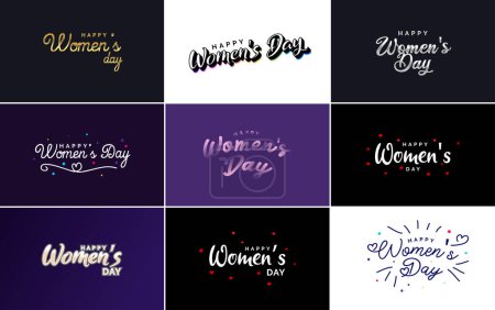 Illustration for Set of cards with International Women's Day logo and a bright. colorful design - Royalty Free Image