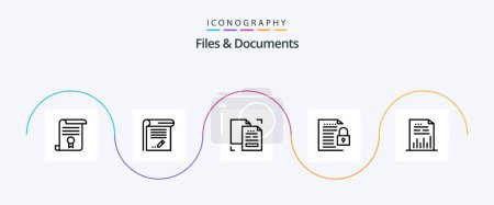Illustration for Files And Documents Line 5 Icon Pack Including file. data. note. duplicate. data - Royalty Free Image