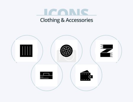Illustration for Clothing and Accessories Glyph Icon Pack 5 Icon Design. scarf. clothes shop. laundry. clothes. wheels - Royalty Free Image