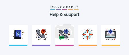 Illustration for Help And Support Line Filled 5 Icon Pack Including . gear. notes. check. accept. Creative Icons Design - Royalty Free Image