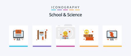 Téléchargez les illustrations : School And Science Flat 5 Icon Pack Including dictionary. knowledge. book. education. books. Creative Icons Design - en licence libre de droit