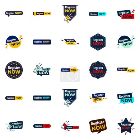 Ilustración de 25 Versatile Typographic Banners for promoting registration across platforms - Imagen libre de derechos
