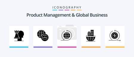 Illustration for Product Managment And Global Business Glyph 5 Icon Pack Including . on. global organization. modern. business. Creative Icons Design - Royalty Free Image