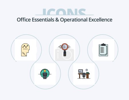 Illustration for Office Essentials And Operational Exellence Line Filled Icon Pack 5 Icon Design. thinking. success. timmer. process. e shopping - Royalty Free Image