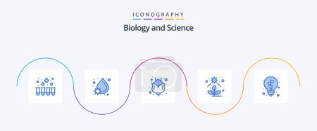 Illustration for Biology Blue 5 Icon Pack Including plant. leaves. present. bulb. plant - Royalty Free Image