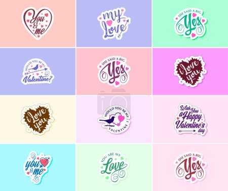 Ilustración de Celebrating the Power of Love on Valentine's Day Stickers - Imagen libre de derechos