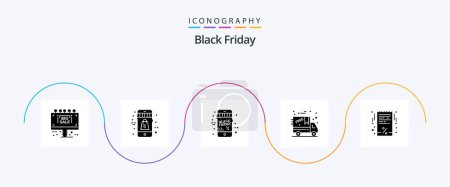 Illustration for Black Friday Glyph 5 Icon Pack Including invoice. bill. online. delivery. black friday - Royalty Free Image
