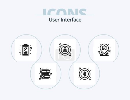 Téléchargez les illustrations : User Interface Line Icon Pack 5 Icon Design. . . user. shield. online - en licence libre de droit