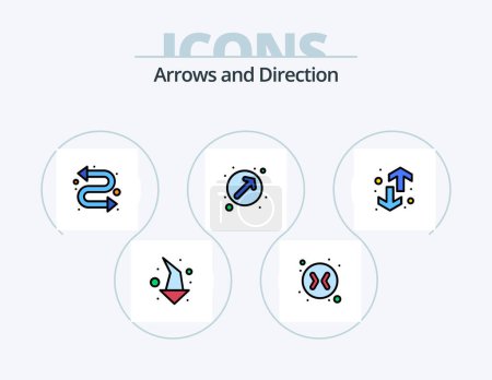 Ilustración de Arrow Line Filled Icon Pack 5 Icon Design. . direction. arrow. arrow. right - Imagen libre de derechos