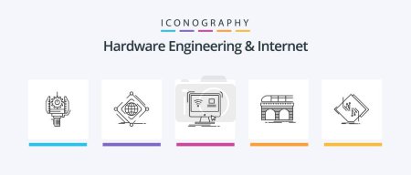 Illustration for Hardware Engineering And Internet Line 5 Icon Pack Including internet. complex. hardware. traffic. monitoring. Creative Icons Design - Royalty Free Image