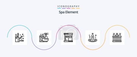 Illustration for Spa Element Line 5 Icon Pack Including massage. water. hot. spa. effect - Royalty Free Image