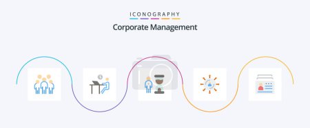Illustration for Corporate Management Flat 5 Icon Pack Including media. internet. person. person. management - Royalty Free Image