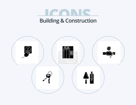 Illustration for Building And Construction Glyph Icon Pack 5 Icon Design. pipe. building. tool. lift. cord - Royalty Free Image