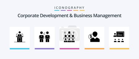 Ilustración de Corporate Development And Business Management Glyph 5 Icon Pack Including leadership. business. agreement. workforce. handshake. Creative Icons Design - Imagen libre de derechos