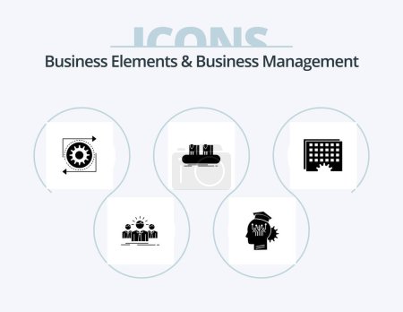 Téléchargez les illustrations : Business Elements And Business Managment Glyph Icon Pack 5 Icon Design. conveyor. belt. smart. process. management - en licence libre de droit