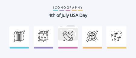 Illustration for Usa Line 5 Icon Pack Including muffin. sign. badge. star. men. Creative Icons Design - Royalty Free Image
