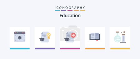 Illustration for Education Flat 5 Icon Pack Including flask. knowledge. document. education. a+. Creative Icons Design - Royalty Free Image