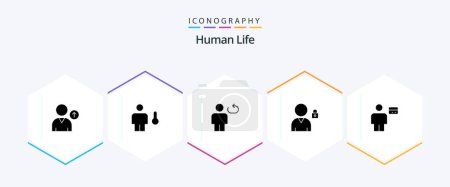 Illustration for Human 25 Glyph icon pack including body. user. avatar. lock. repeat - Royalty Free Image