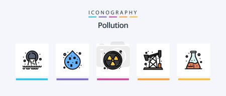 Illustration for Pollution Line Filled 5 Icon Pack Including . pollution. waste. plastic. bag. Creative Icons Design - Royalty Free Image