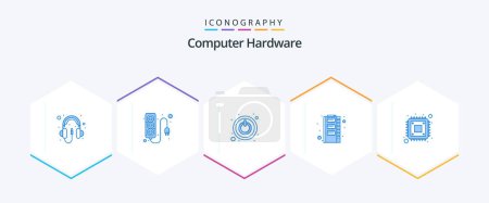 Illustration for Computer Hardware 25 Blue icon pack including hardware. computer. power. storage. memory - Royalty Free Image