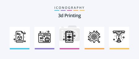 Ilustración de 3d Printing Line 5 Icon Pack Including machine. productd. scanner. hand. box. Creative Icons Design - Imagen libre de derechos