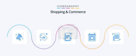 Ilustración de Shopping And Commerce Blue 5 Icon Pack Including text list. memo. favorite paper. item list. online shopping - Imagen libre de derechos