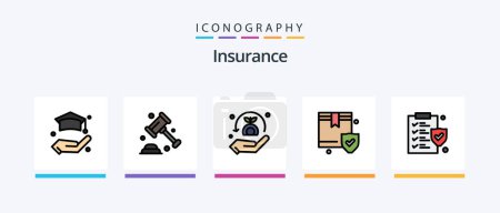 Illustration for Insurance Line Filled 5 Icon Pack Including shield. insurance. security. bank. funeral. Creative Icons Design - Royalty Free Image