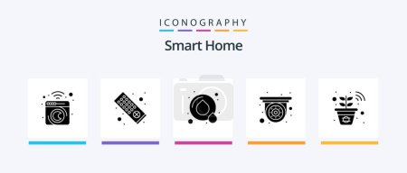 Illustration for Smart Home Glyph 5 Icon Pack Including . plant. recycle. farm. cctv. Creative Icons Design - Royalty Free Image