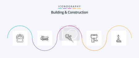 Téléchargez les illustrations : Building And Construction Line 5 Icon Pack Including brush. bucket. construction. paint. tool - en licence libre de droit