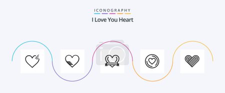 Téléchargez les illustrations : Heart Line 5 Icon Pack Including . valentine. love. love. love - en licence libre de droit