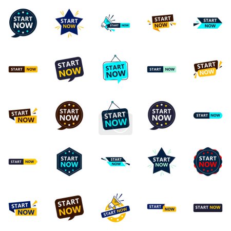 Illustration for Start Now 25 Unique Typographic Designs for a personalized start up message - Royalty Free Image