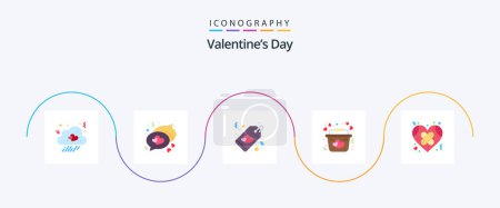 Téléchargez les illustrations : Valentines Day Flat 5 Icon Pack Including healthcare. bandage. love. romantic. heart - en licence libre de droit