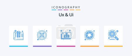 Téléchargez les illustrations : Ux And Ui Blue 5 Icon Pack Including settings. gear. site. engine. creative. Creative Icons Design - en licence libre de droit