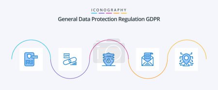 Illustration for Gdpr Blue 5 Icon Pack Including mail. european. security. email. security - Royalty Free Image