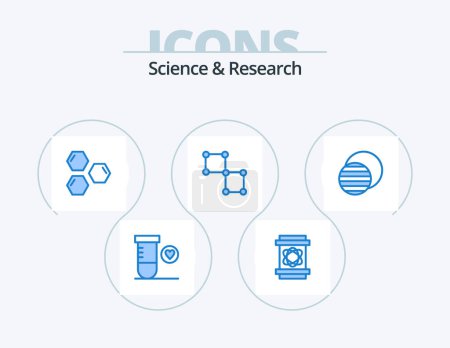 Illustration for Science Blue Icon Pack 5 Icon Design. science. space. hexagon. science. bound - Royalty Free Image