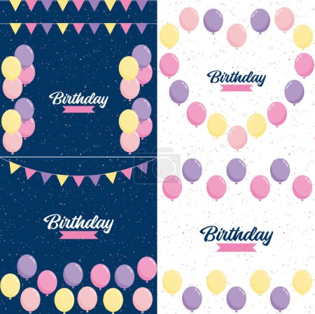 Illustration for Happy Birthday design with a realistic cake illustration and confetti - Royalty Free Image